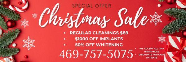 NEW PATIENT SPECIAL ONLY $89!!!

50% OFF WHITENING! GET WHITE TEETH BEFORE THE HOLIDAYS!