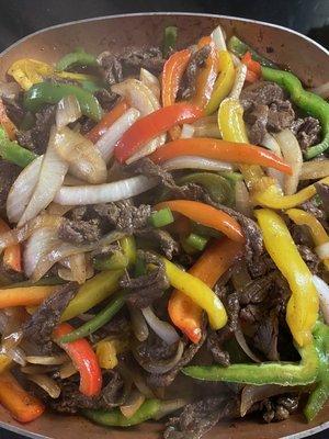 My yummy pepper steak with flap steak from my favorite butcher Butcher Block. Happy Mothers Butcher Block Ladies :)