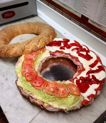 Party Bagel Wheel. Feeds 12-15 people for $60.00; includes Macaroni and Potato Salad.