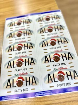 Got my Christmas labels printed! #ALOHAPARTYMIX