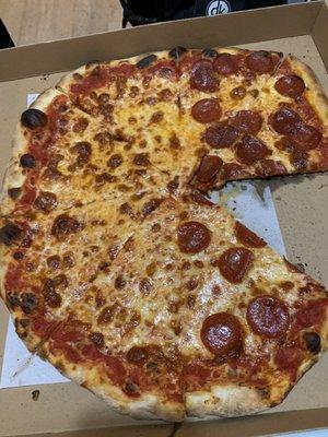 Half pepperoni half cheese