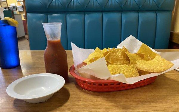 Complimentary chips and salsa.