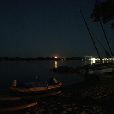 View from Beach Harbor: Harvest Moon over Sturgeon Bay.