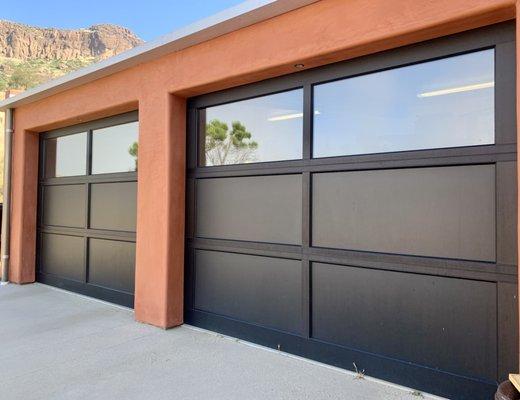 Stunning modern black doors in Malibu.