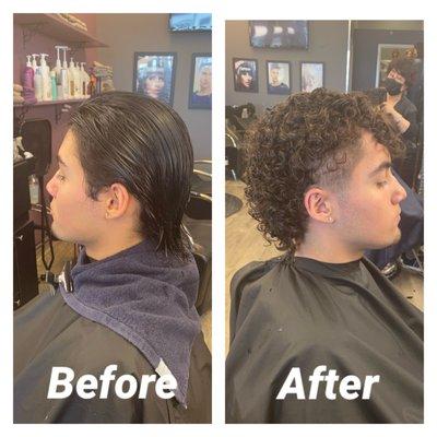 Men's haircut with Perm-Permanent wave