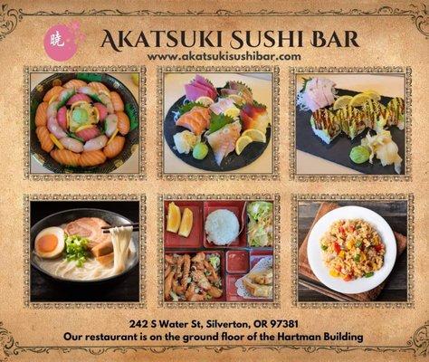 We have many delicious Japanese dishes, including raw and cooked