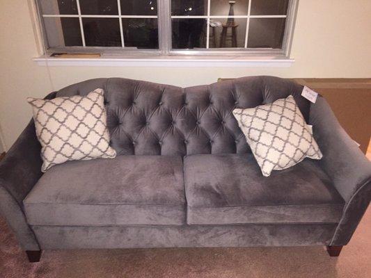 Grey tufted couch from England furniture