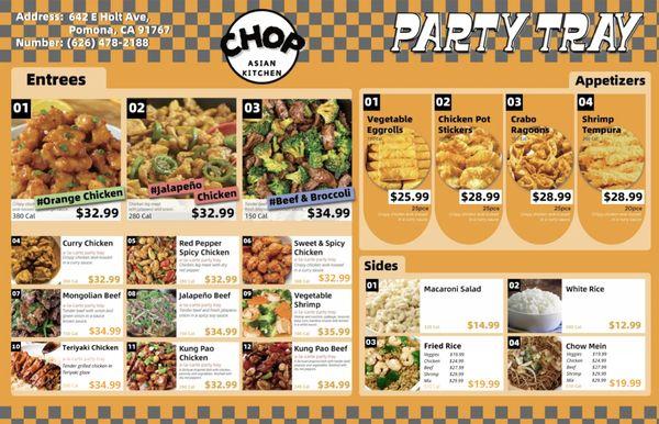 party tray menu