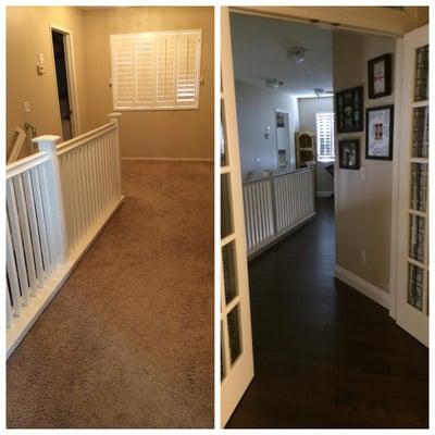 Install of the new wood floors and baseboards upstairs.