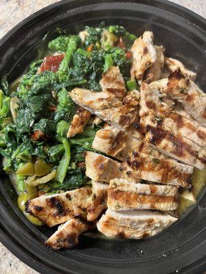 Grilled chicken and broccoli rabe (also came with a side of pasta not shown)