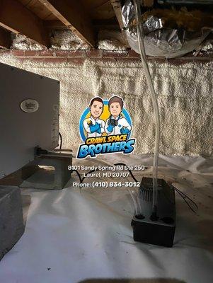 John Schulz - Silver Spring, MD 20901 - crawl space encapsulation, dehumidifier, sump pump, French drain, spray foam insulation.