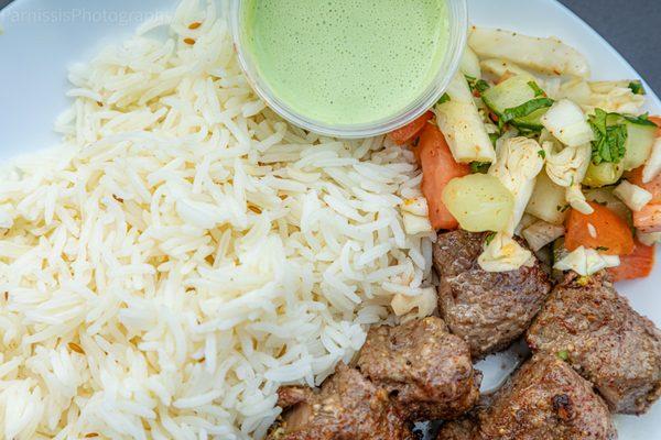 Lamb Kabab with White Rice