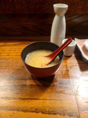 Miso soup and house sake