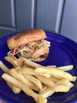 Crab Cake Burger and Fries