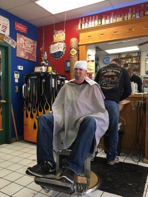 Hot towel after straight razor.