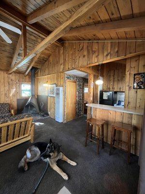 Cabin #2 (vista) (right after front door left side of the living room (with fireplace, kitchen bar table)