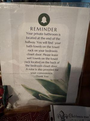 The bathroom notice