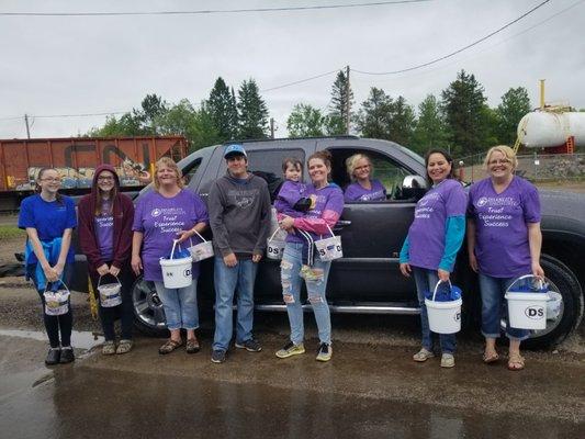 It was a little rainy but it didn't stop our team from participating in our local Timber Days parade!