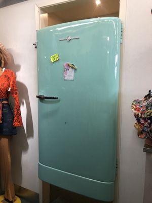 Vintage 50s fridge doors as dressing room doors