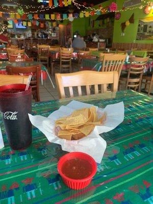 Complimentary chips and salsa