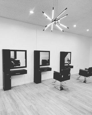 Inside our newly renovated salon. Treat yourself, get a new look, while enjoying an aesthetically pleasing beauty parlor.