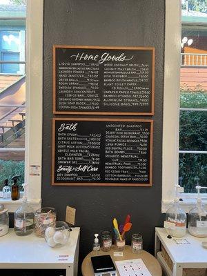 Home goods "menu"