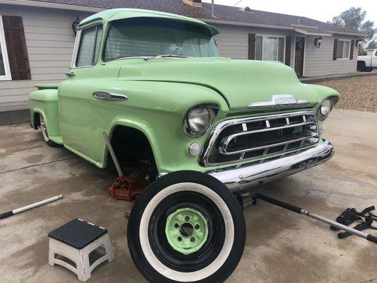 1957 Chevy lower ball joint castle nut fell off while driving.