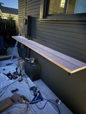 Floating outdoors Patio shelf