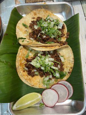 The chorizo tacos were so good we each got another.