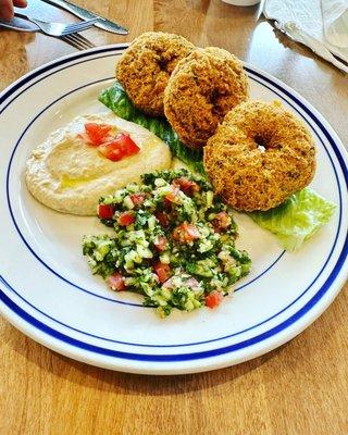 Falafel and hummus. Sort of tabouli