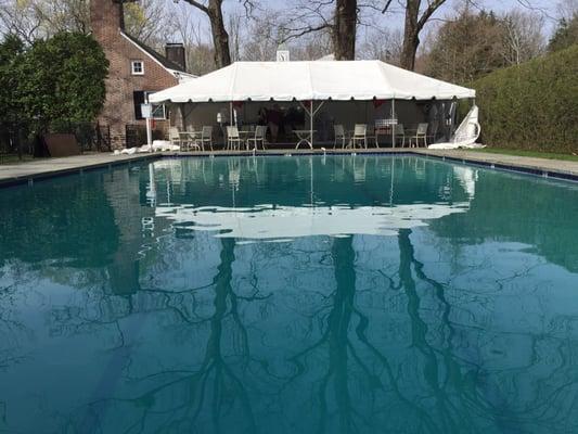 20x40 Fiesta frame tent set up right next to the pool!