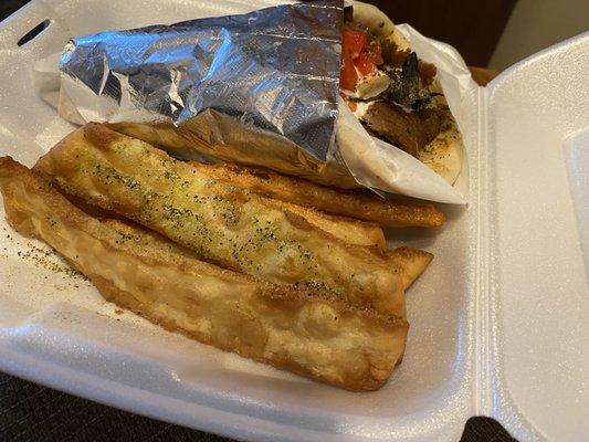 Pita fries and gyro royale