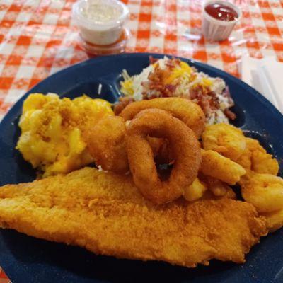 Catfish and shrimp combo