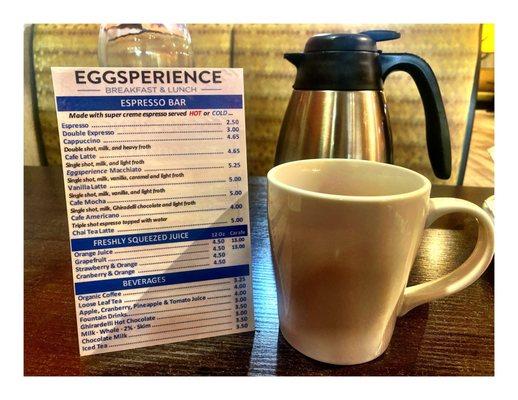 Drinks @ Eggsperience.Elmwood Park, IL Breakfast Lunch Brunch.One of Locations.Big Clean Place Fest Nice Service Good Food.Cool!