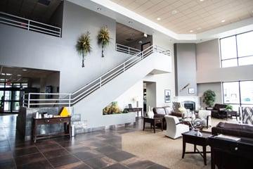 We love the sophisticated style we were able to create in the lobby at Executive Air!