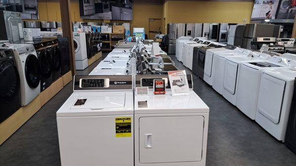 Washer and dryer demos found in the appliance section