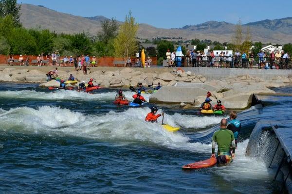 Boise River Park opening with Quinn's Pond and our store in the background