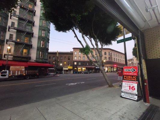 Looking up to Columbus Ave.