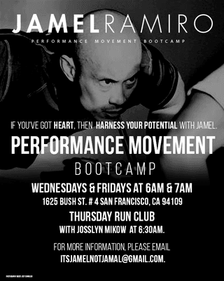 Jamel Ramiro Performance Movement Bootcamp is an athletic training program.