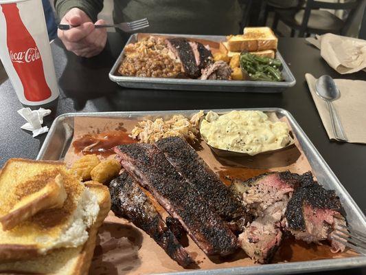 2 meat bbq plates with 2 sides