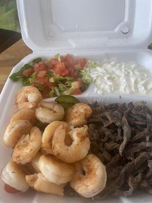 Steak and shrimp fajitas