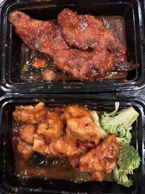 Orange beef and General Tso's Chicken