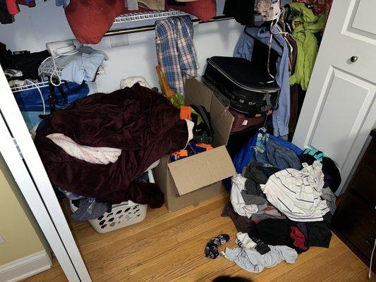 On return visit: closet still a disaster.