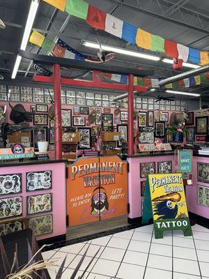 Inside tattoo shop