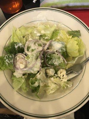 Side salad with blue cheese dressing