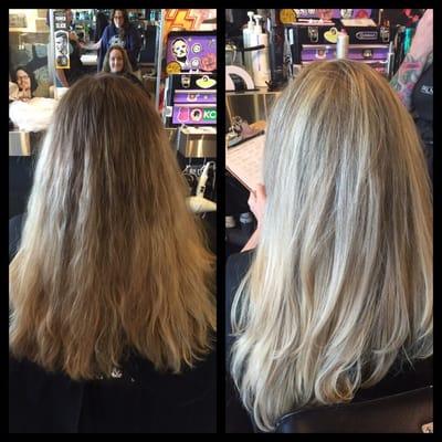 BEFORE & AFTER!! All ready for the summer 2016!!!  Tyler V was an awesome stylist & colorist! She even knows some ASL