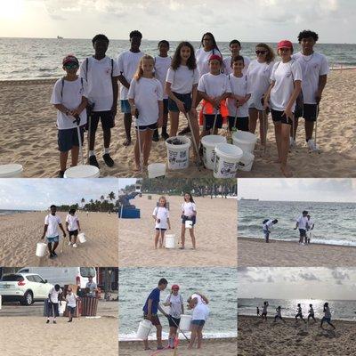 Some of students gathered for a Beach Clean-up Day (2019)