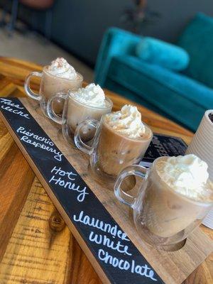 Iced coffee flights from kolache kafe