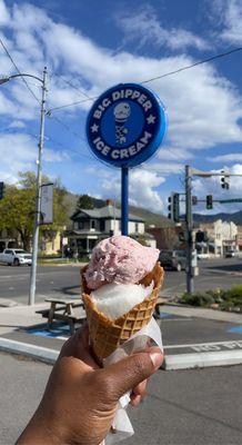 Strawberry Lemon Sorbet cone