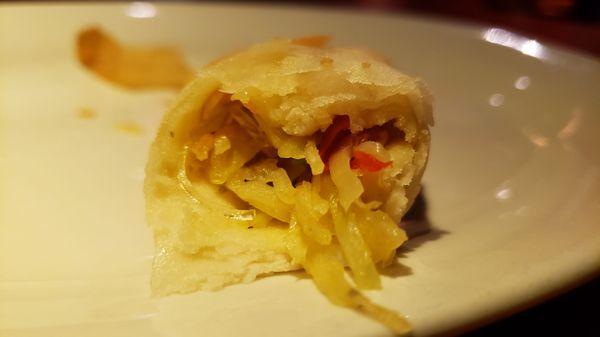 Interior of vegetable egg roll ($6 during happy hour). Not vegan. Bland.